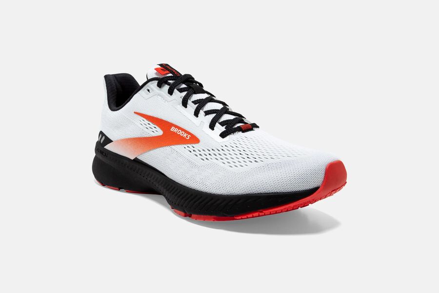 Brooks Launch 8 Road Running Shoes Mens - White/Black/Red - DRVJM-9037